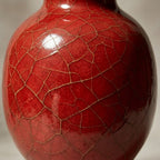Red Crackle Ceramic Vase with Dried Floral Arrangement