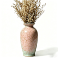 Pink & Mint Gradient Ceramic Vase with Dried Floral Arrangement