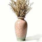 Pink & Mint Gradient Ceramic Vase with Dried Floral Arrangement