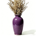 Purple Crackle Ceramic Vase with Dried Floral Arrangement