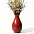 Mottled Crimson Pear-Shaped Vase