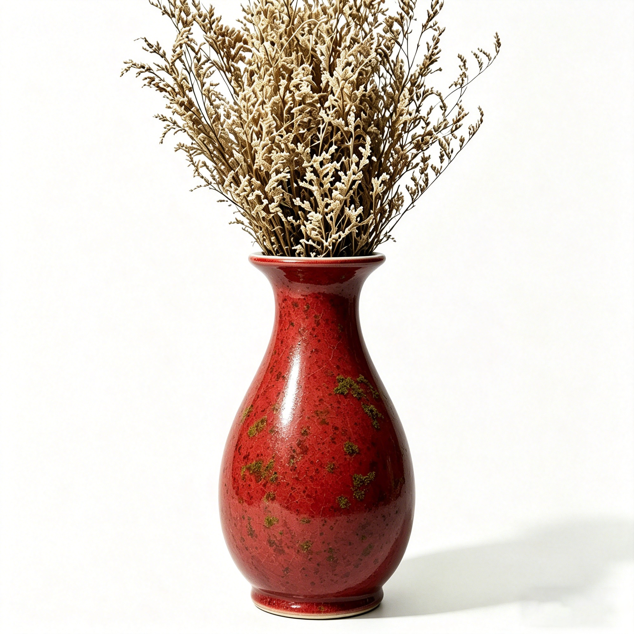 Mottled Crimson Pear-Shaped Vase