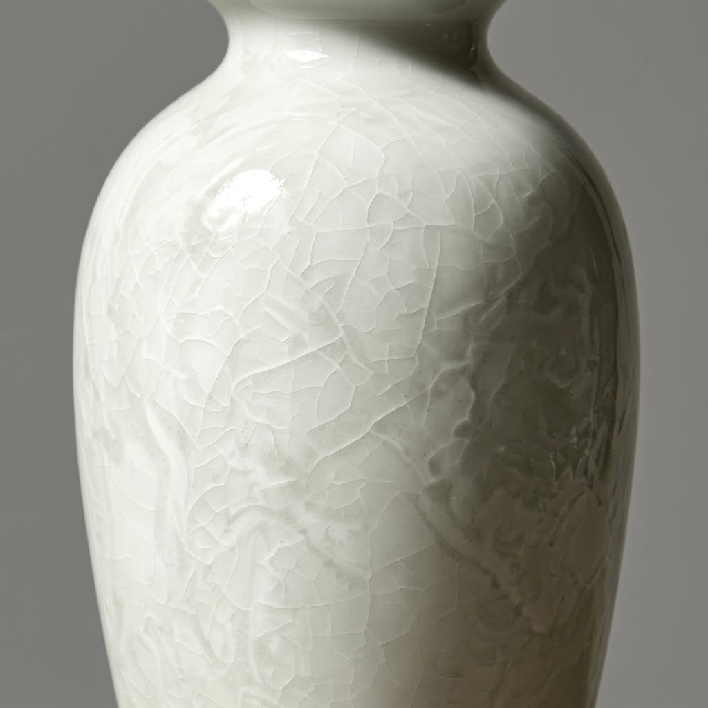 Glossy White Crackle Glaze Relief Vase