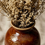 Glossy Amber Etched Cloud Urn Vase