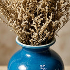 Vibrant Azure and White Floral Urn Vase