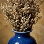 Blue Crackle Ceramic Vase with Dried Floral Arrangement