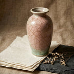 Pink & Mint Gradient Ceramic Vase with Dried Floral Arrangement
