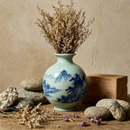 Celadon and Blue Mountain Landscape Vase