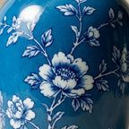 Vibrant Azure and White Floral Urn Vase