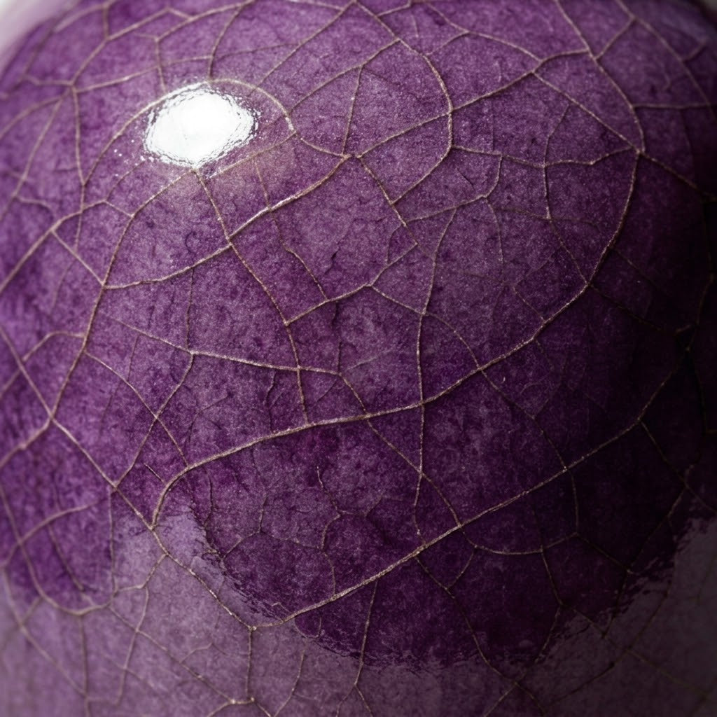Purple Crackle Ceramic Vase with Dried Floral Arrangement