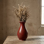 Mottled Crimson Pear-Shaped Vase