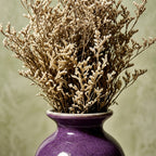 Purple Crackle Ceramic Vase with Dried Floral Arrangement