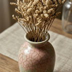 Pink & Mint Gradient Ceramic Vase with Dried Floral Arrangement