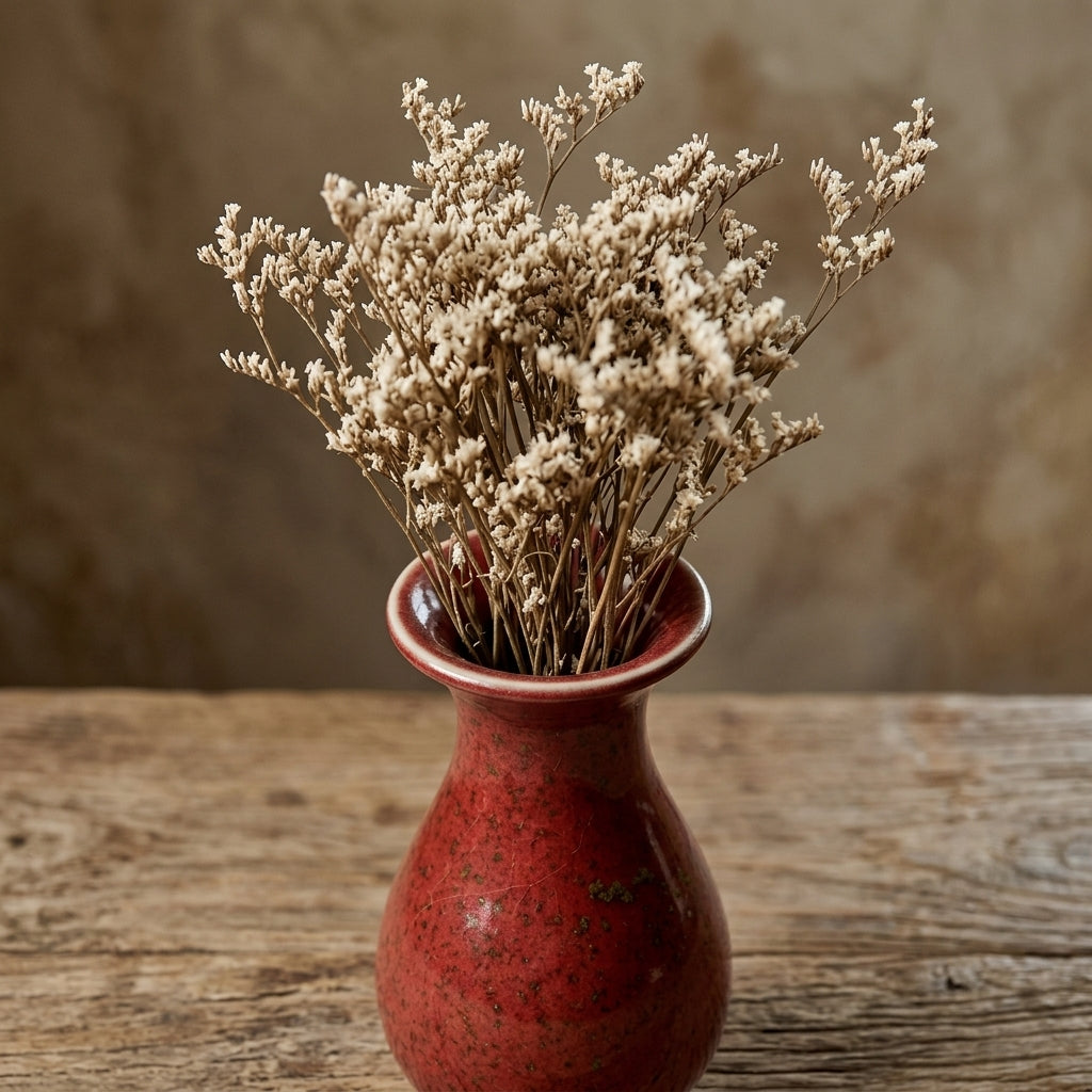 Mottled Crimson Pear-Shaped Vase