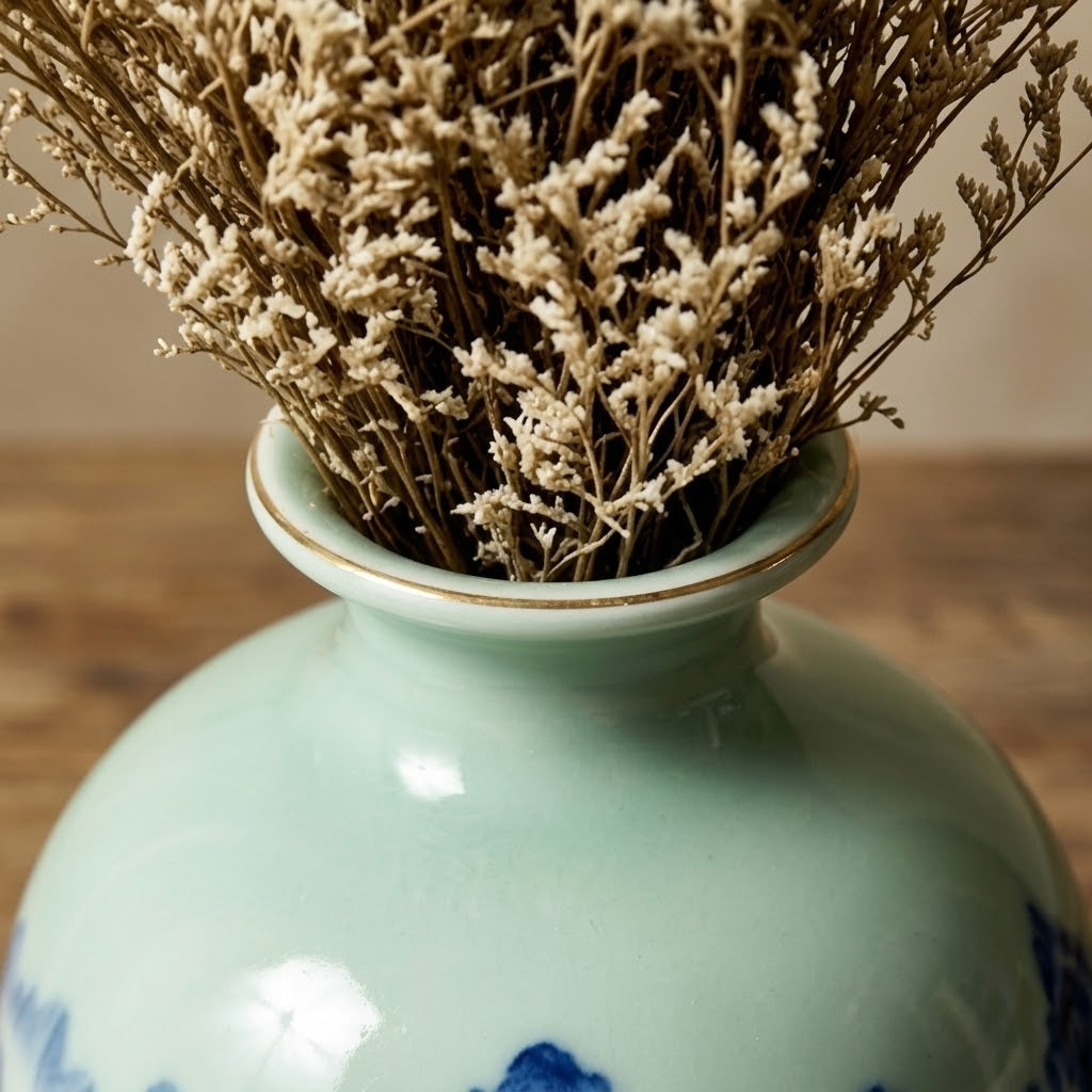 Celadon and Blue Mountain Landscape Vase