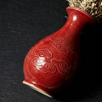 Glossy Crimson Etched Cloud Vase