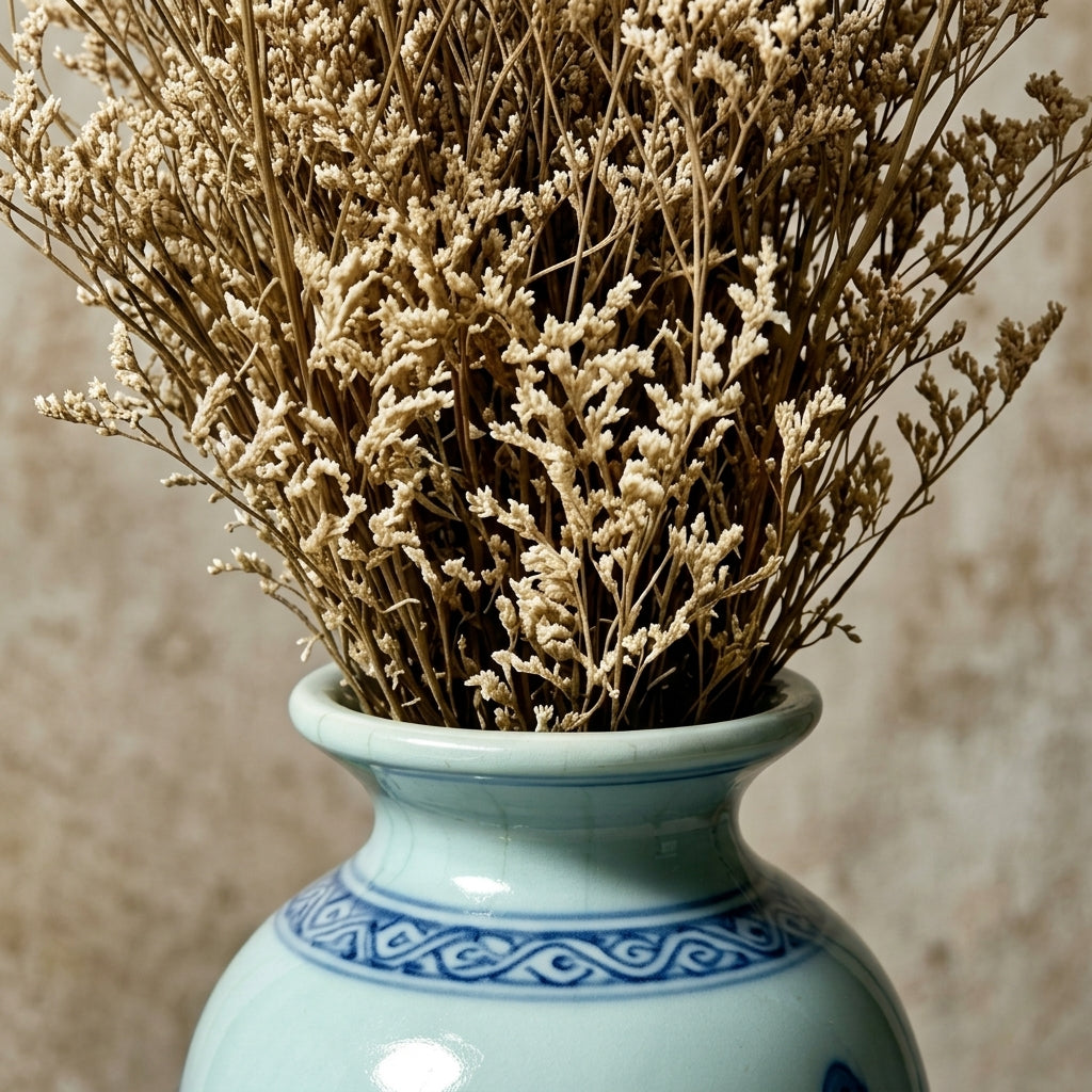 Blue & White Porcelain Vase with Scenic Landscape Design
